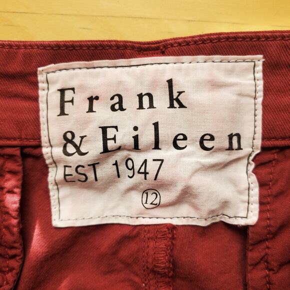 Frank & Eileen Wicklow Pants The Italian Chino Cropped Merlot Red Size 12 - Picture 6 of 8